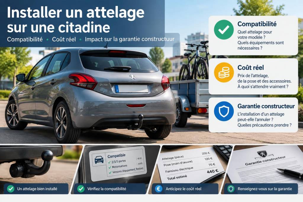 Installer un attelage sur une citadine: compatibilité, coût réel et impact sur la garantie constructeur